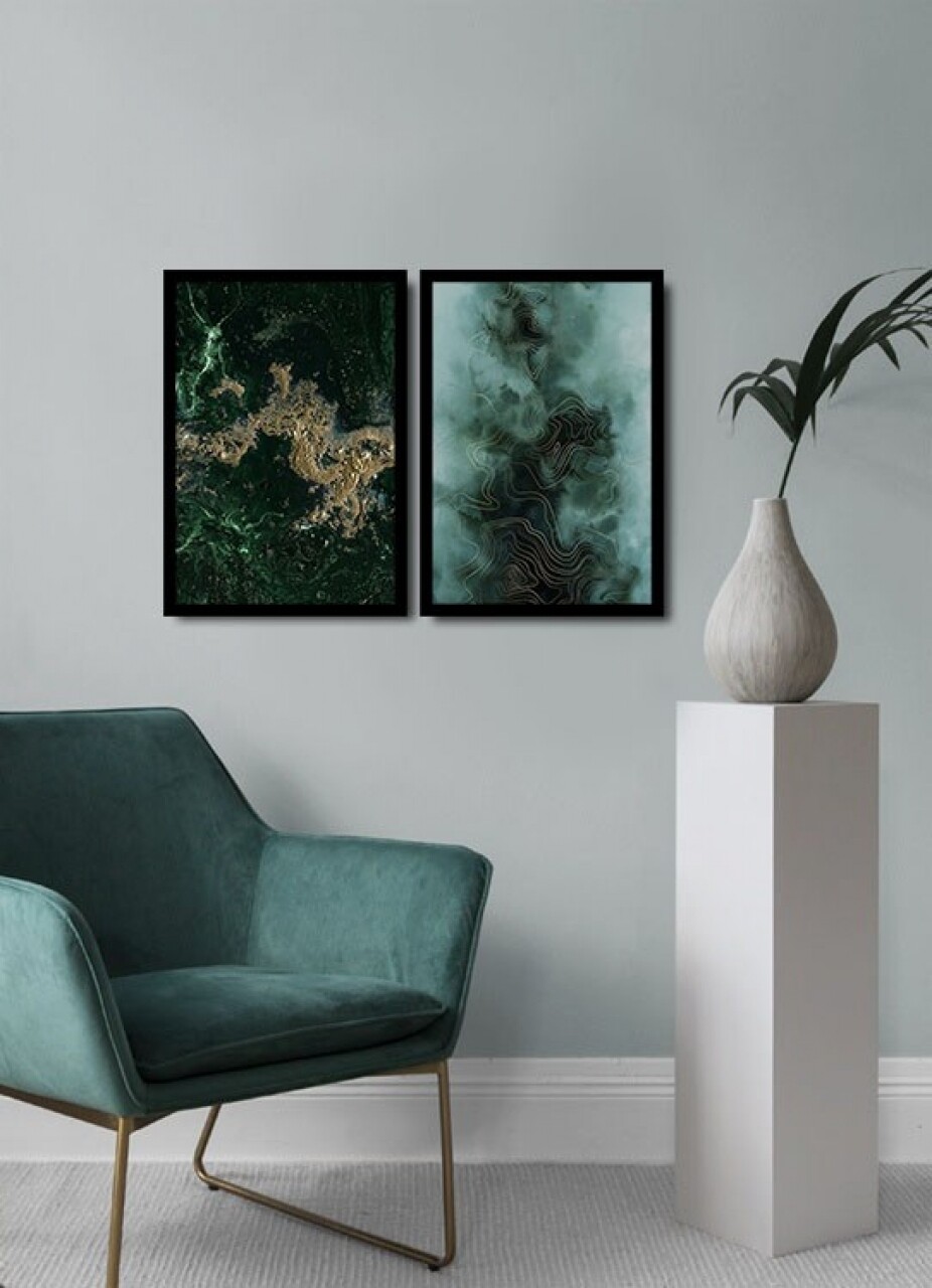 Set 2 tablouri decorative, Alpha Wall, Water Shapes, 36x51 cm - imagine 3